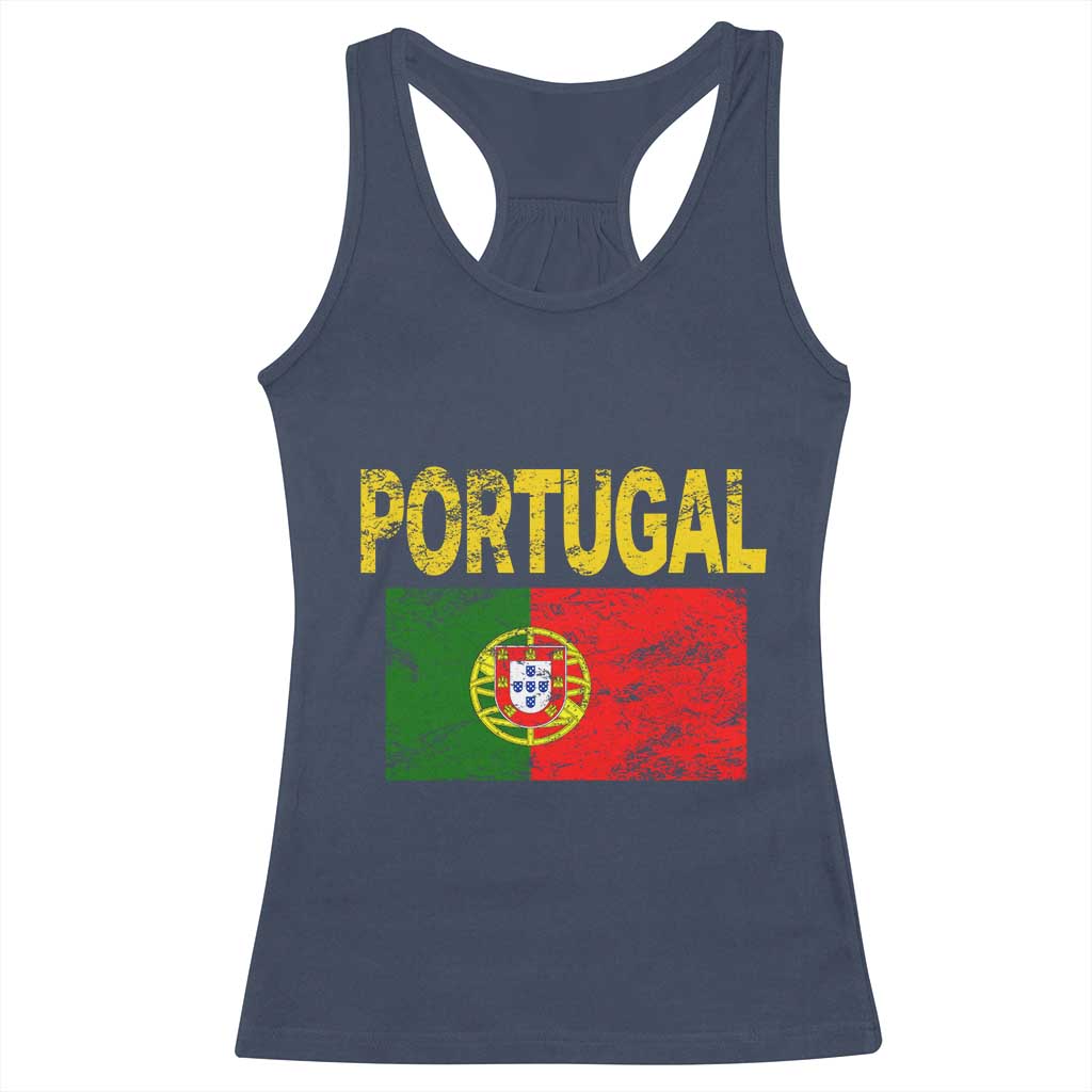 Portugal Flag Racerback Tank Top Retro Vintage Portuguese Flags Futebol - Wonder Print Shop
