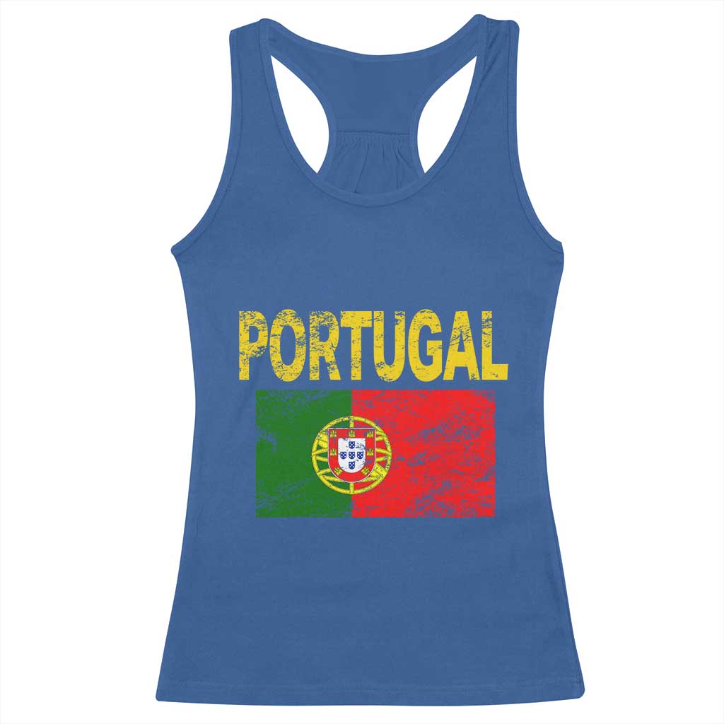 Portugal Flag Racerback Tank Top Retro Vintage Portuguese Flags Futebol - Wonder Print Shop