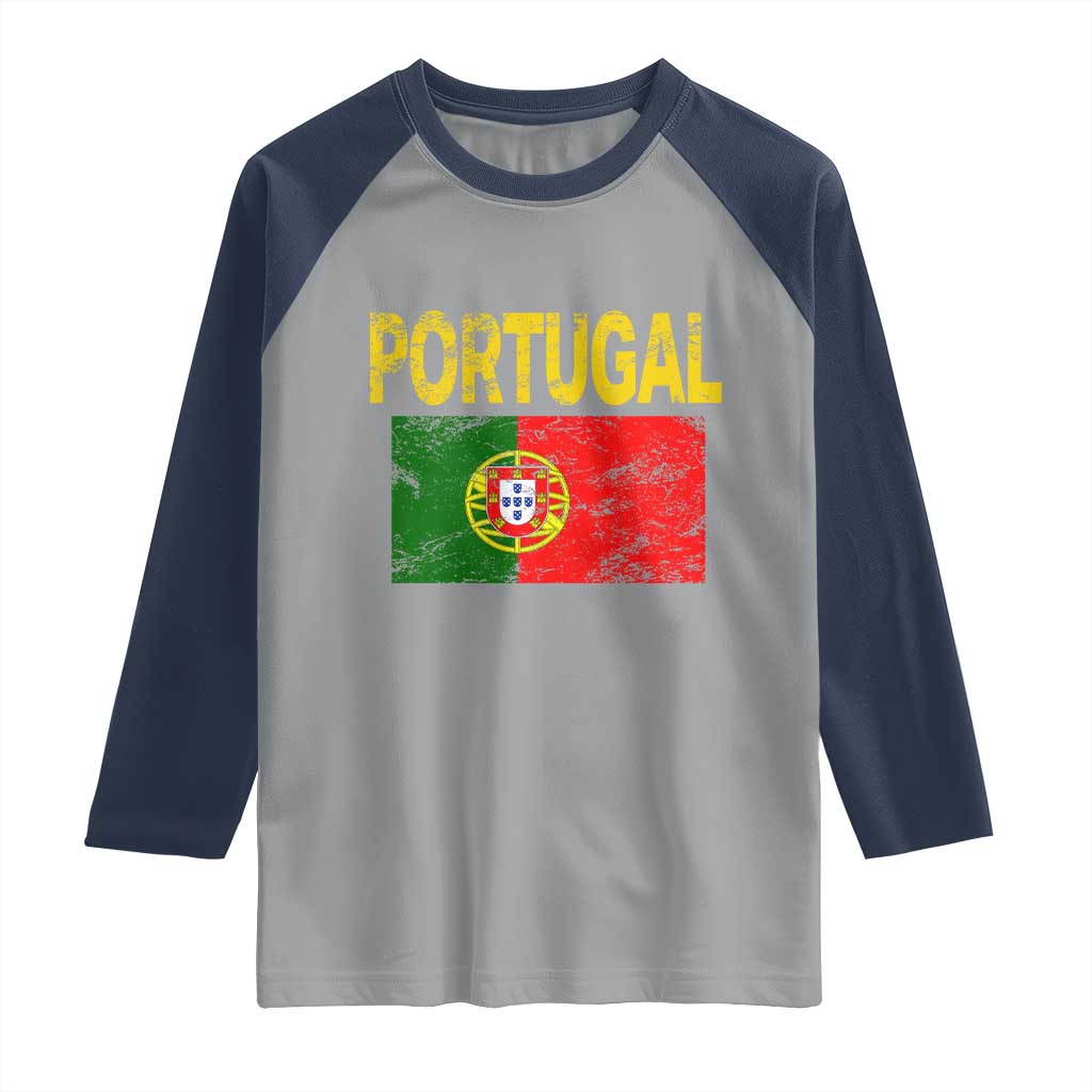 Portugal Flag Raglan Shirt Retro Vintage Portuguese Flags Futebol - Wonder Print Shop