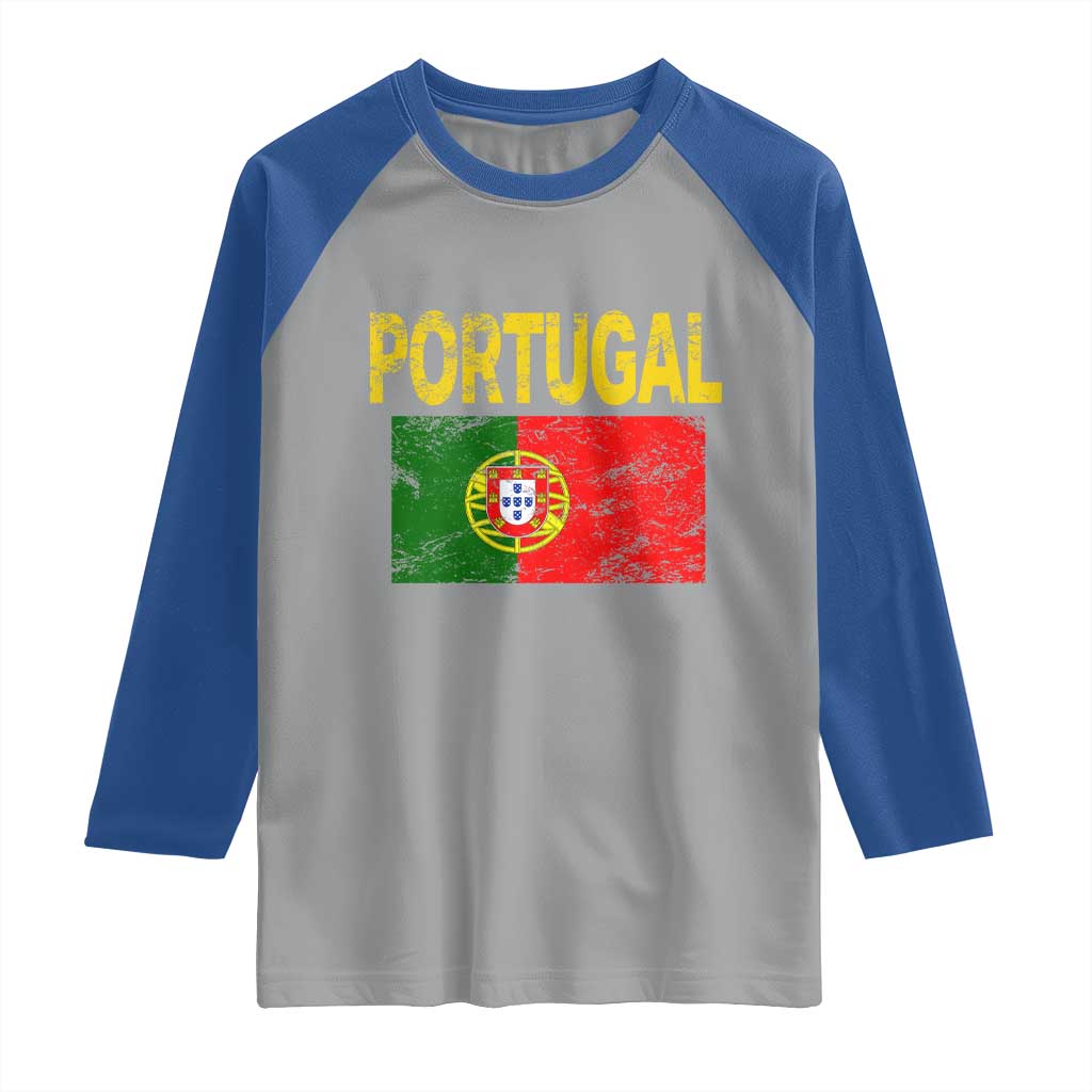 Portugal Flag Raglan Shirt Retro Vintage Portuguese Flags Futebol - Wonder Print Shop