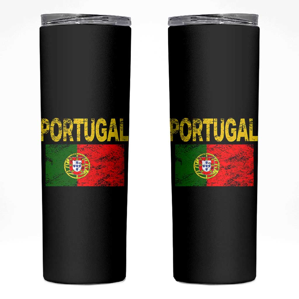 Portugal Flag Skinny Tumbler Retro Vintage Portuguese Flags Futebol - Wonder Print Shop