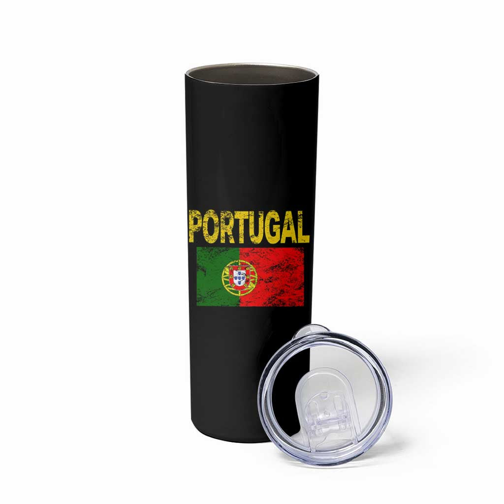 Portugal Flag Skinny Tumbler Retro Vintage Portuguese Flags Futebol - Wonder Print Shop