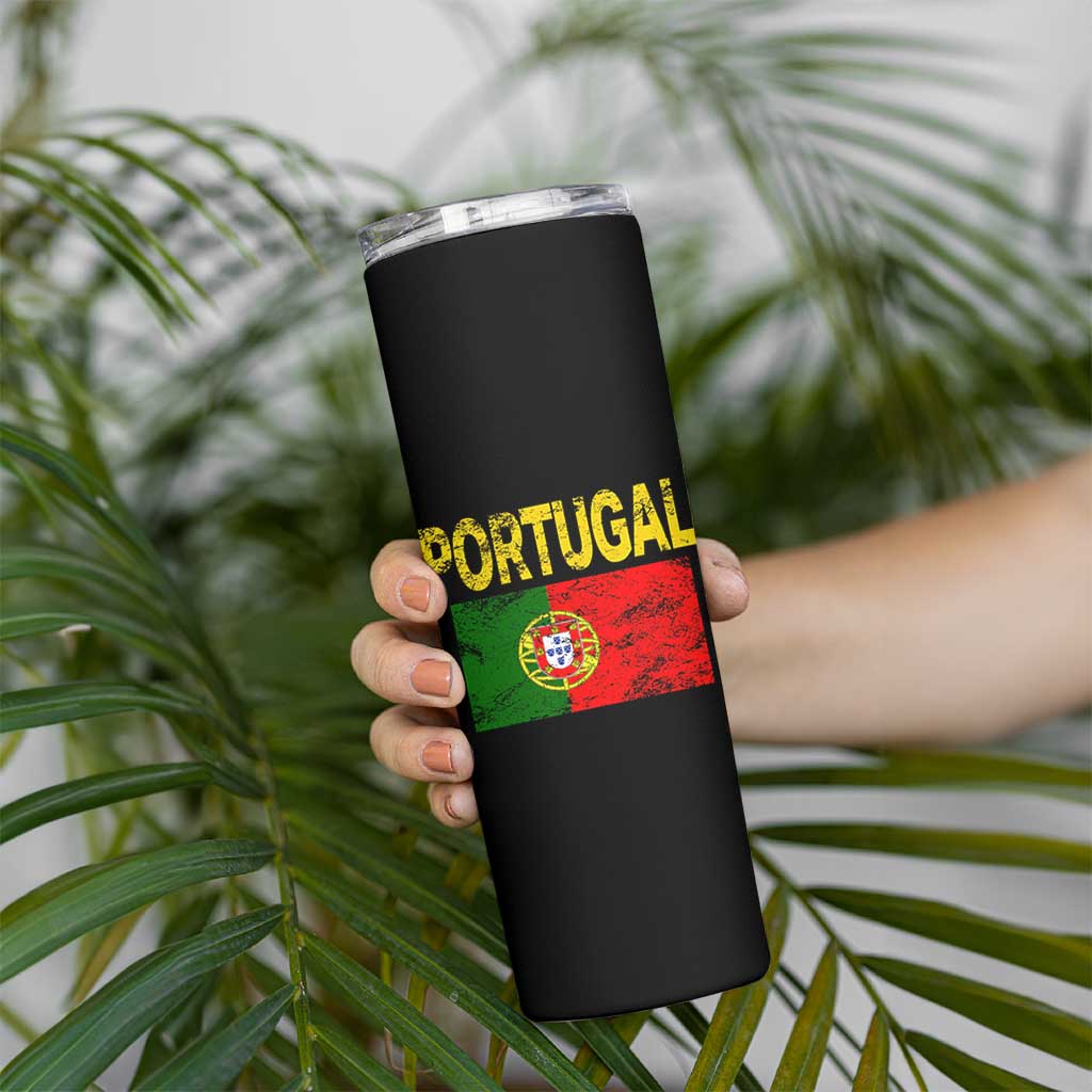 Portugal Flag Skinny Tumbler Retro Vintage Portuguese Flags Futebol - Wonder Print Shop