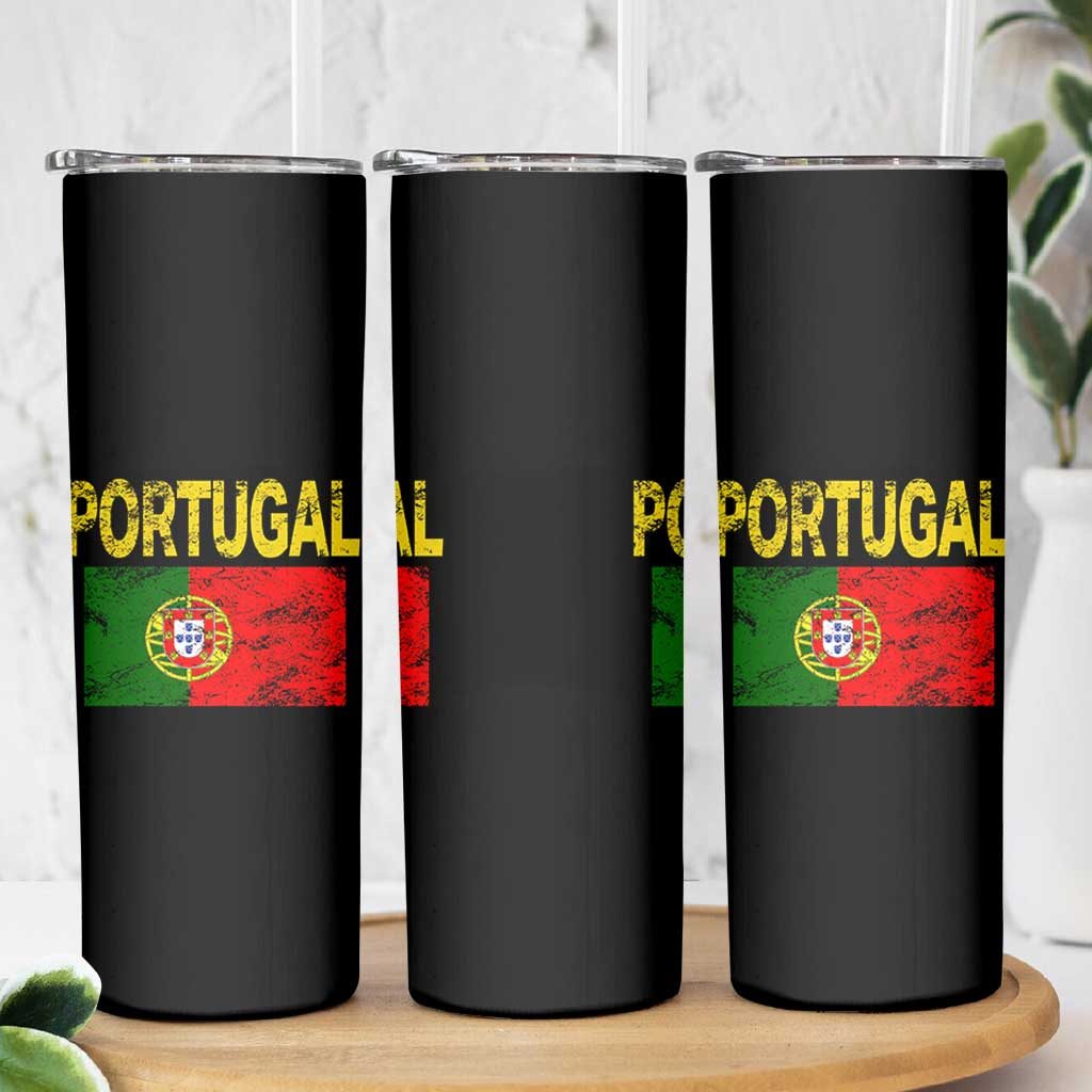 Portugal Flag Skinny Tumbler Retro Vintage Portuguese Flags Futebol - Wonder Print Shop