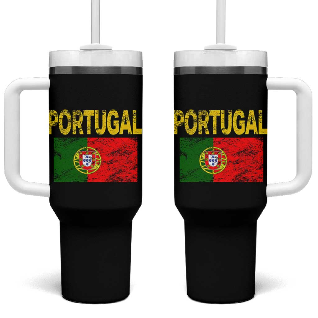 Portugal Flag Tumbler With Handle Retro Vintage Portuguese Flags Futebol - Wonder Print Shop