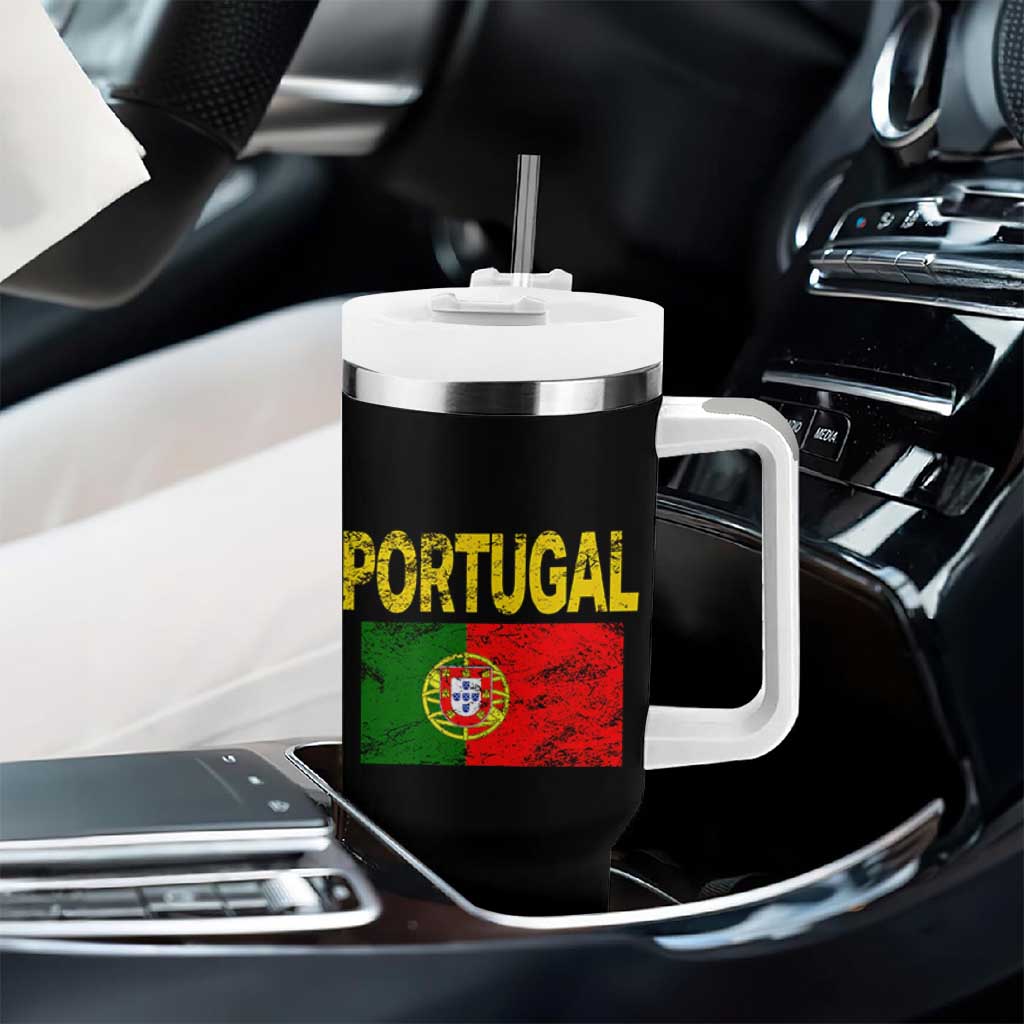Portugal Flag Tumbler With Handle Retro Vintage Portuguese Flags Futebol - Wonder Print Shop