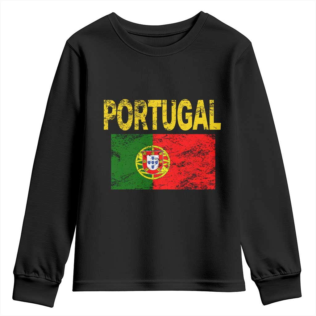 Portugal Flag Youth Sweatshirt Retro Vintage Portuguese Flags Futebol - Wonder Print Shop