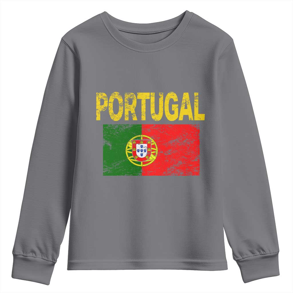Portugal Flag Youth Sweatshirt Retro Vintage Portuguese Flags Futebol - Wonder Print Shop