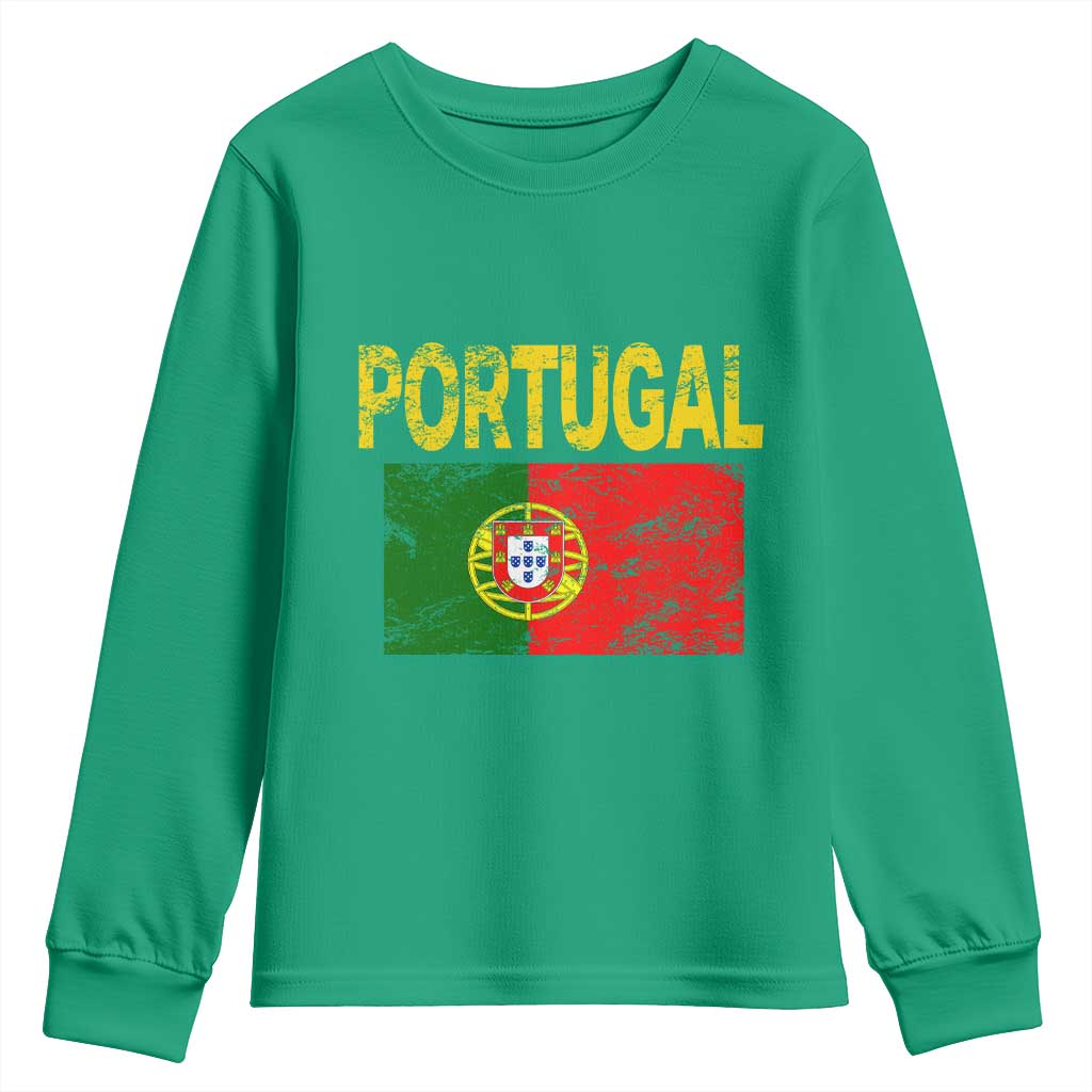Portugal Flag Youth Sweatshirt Retro Vintage Portuguese Flags Futebol - Wonder Print Shop