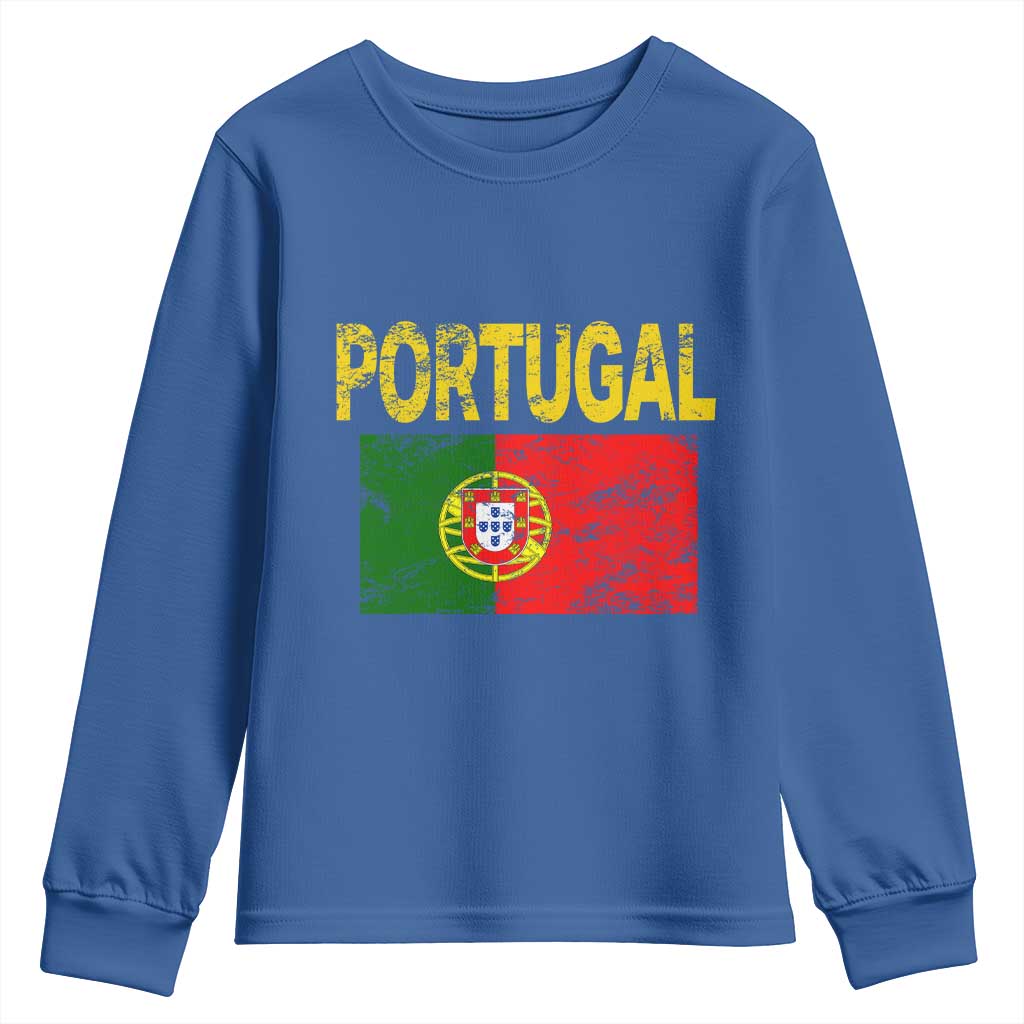 Portugal Flag Youth Sweatshirt Retro Vintage Portuguese Flags Futebol - Wonder Print Shop