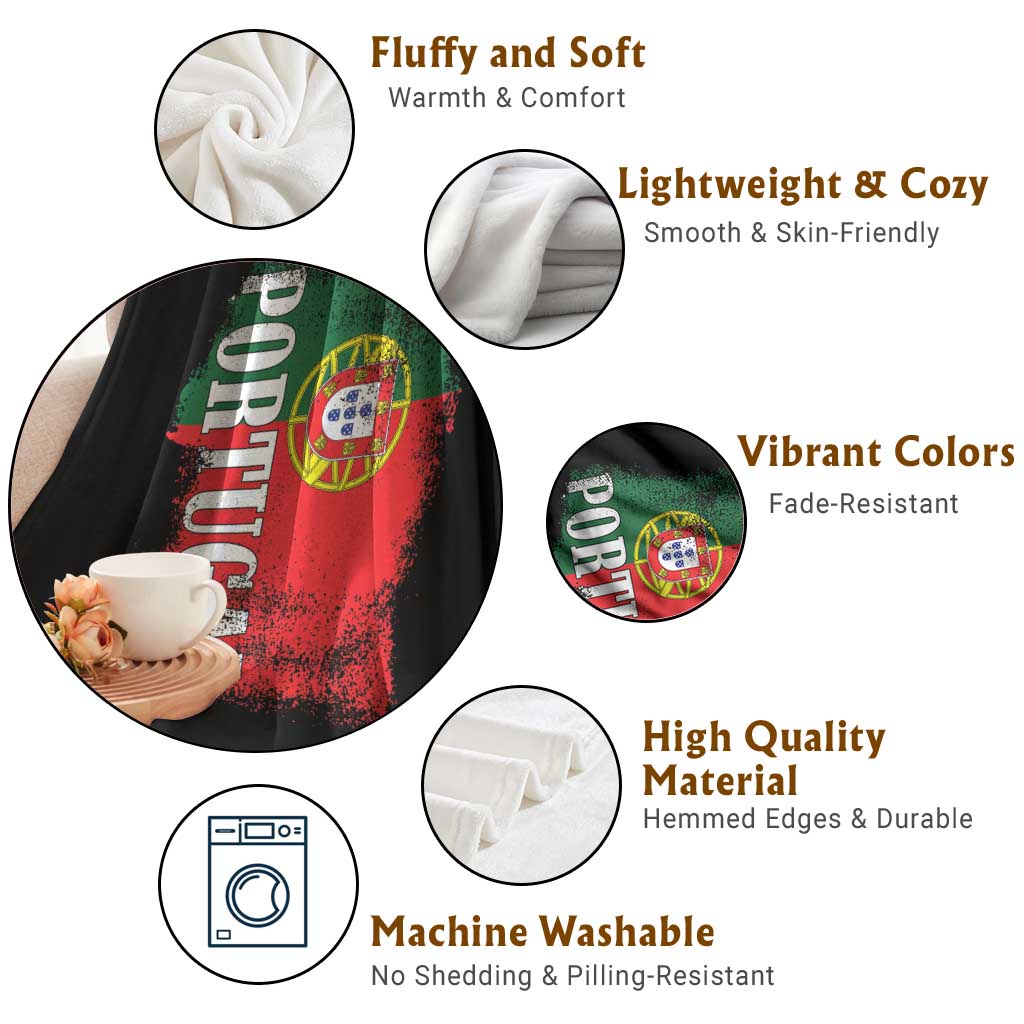 Portugal Flag Throw Blanket Retro Vintage Futebol Portuguese Flags - Wonder Print Shop