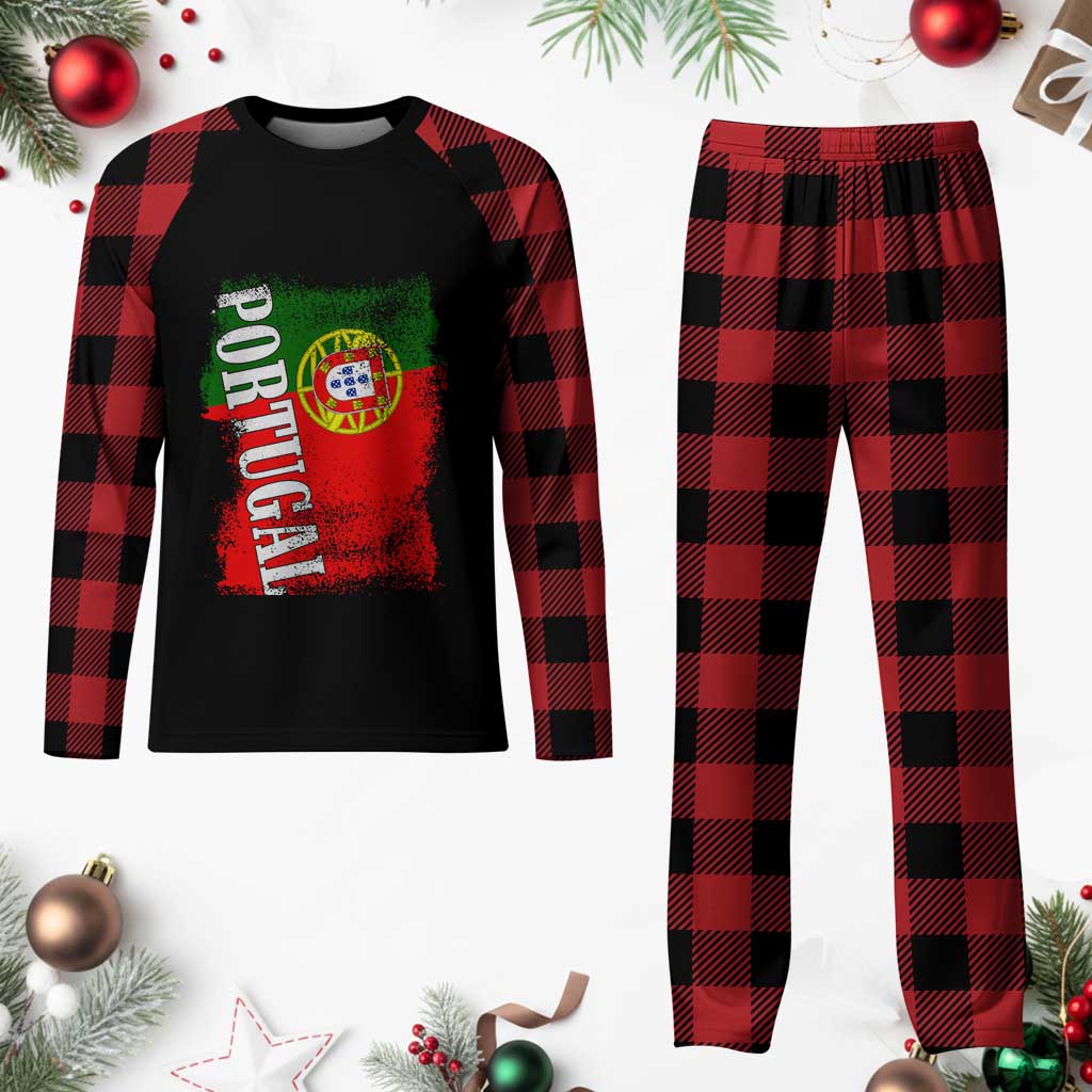 Portugal Flag Plaid Pajama Set Retro Vintage Futebol Portuguese Flags - Wonder Print Shop