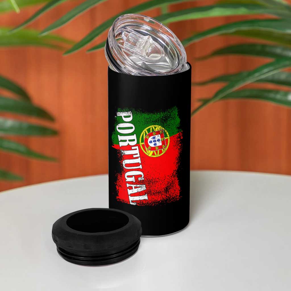 Portugal Flag 4 in 1 Can Cooler Tumbler Retro Vintage Futebol Portuguese Flags - Wonder Print Shop