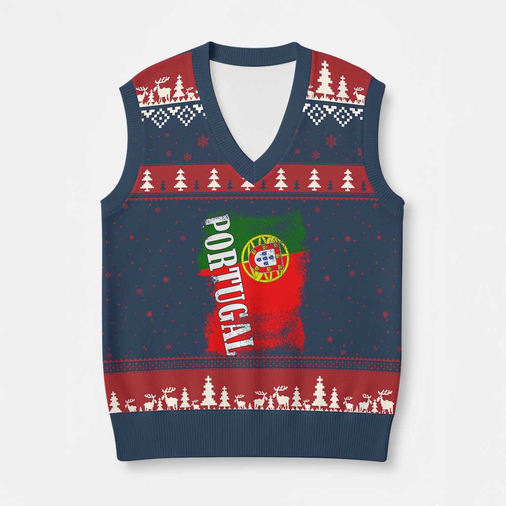 Portugal Flag V-Neck Knit Sweater Vest Retro Vintage Futebol Portuguese Flags - Wonder Print Shop