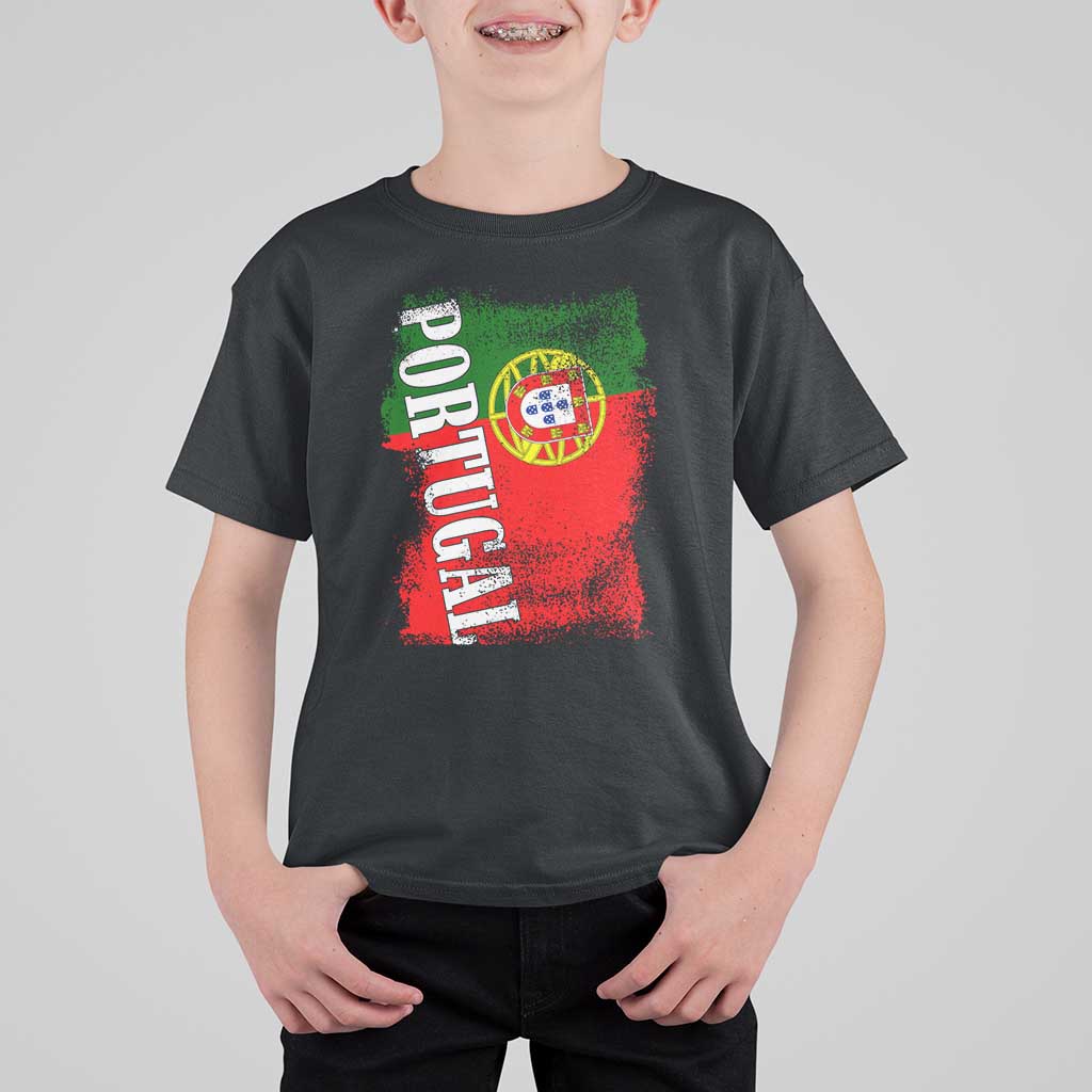 Portugal Flag T Shirt For Kid Retro Vintage Futebol Portuguese Flags - Wonder Print Shop