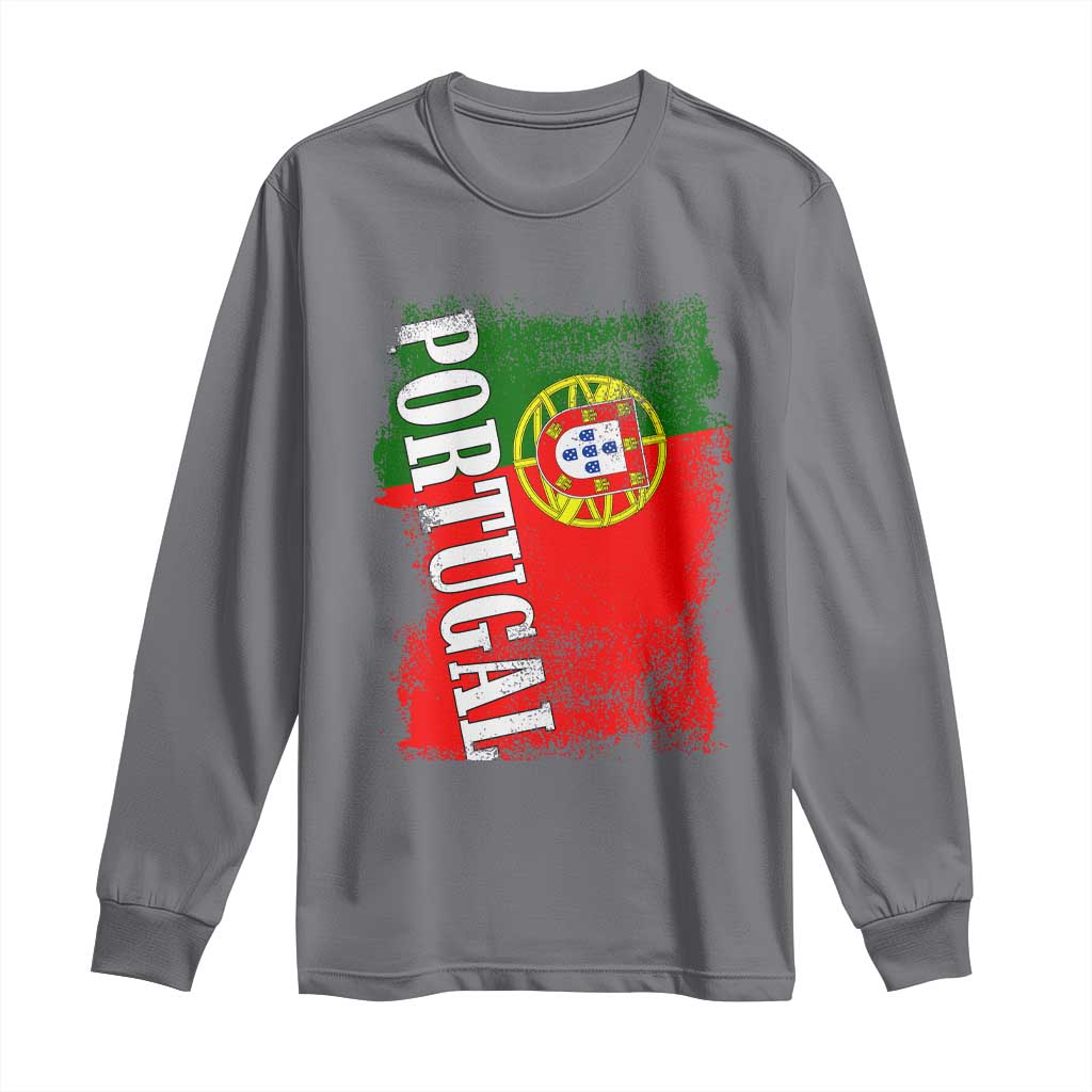 Portugal Flag Long Sleeve Shirt Retro Vintage Futebol Portuguese Flags - Wonder Print Shop