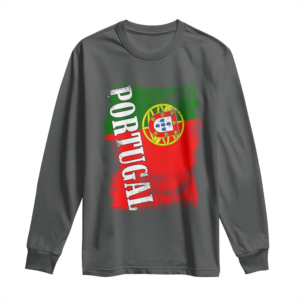 Portugal Flag Long Sleeve Shirt Retro Vintage Futebol Portuguese Flags - Wonder Print Shop