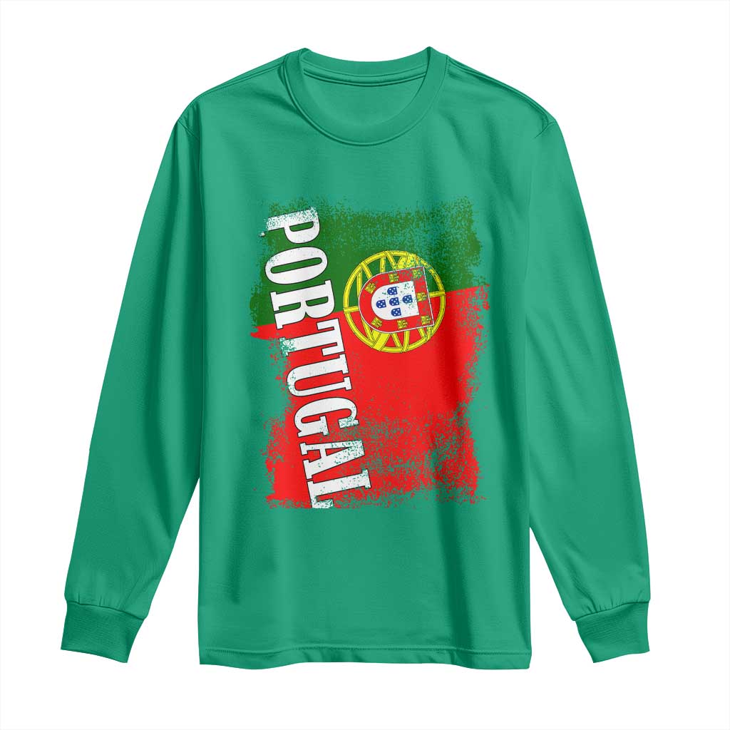 Portugal Flag Long Sleeve Shirt Retro Vintage Futebol Portuguese Flags - Wonder Print Shop