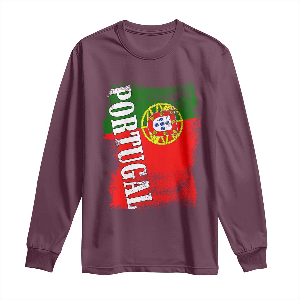 Portugal Flag Long Sleeve Shirt Retro Vintage Futebol Portuguese Flags - Wonder Print Shop
