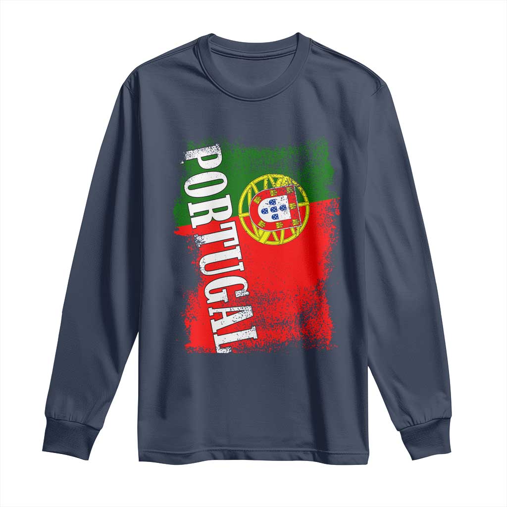 Portugal Flag Long Sleeve Shirt Retro Vintage Futebol Portuguese Flags - Wonder Print Shop