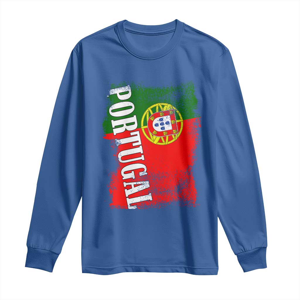 Portugal Flag Long Sleeve Shirt Retro Vintage Futebol Portuguese Flags - Wonder Print Shop