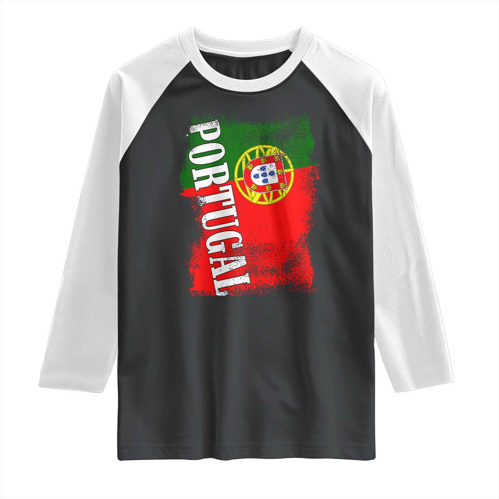 Portugal Flag Raglan Shirt Retro Vintage Futebol Portuguese Flags - Wonder Print Shop