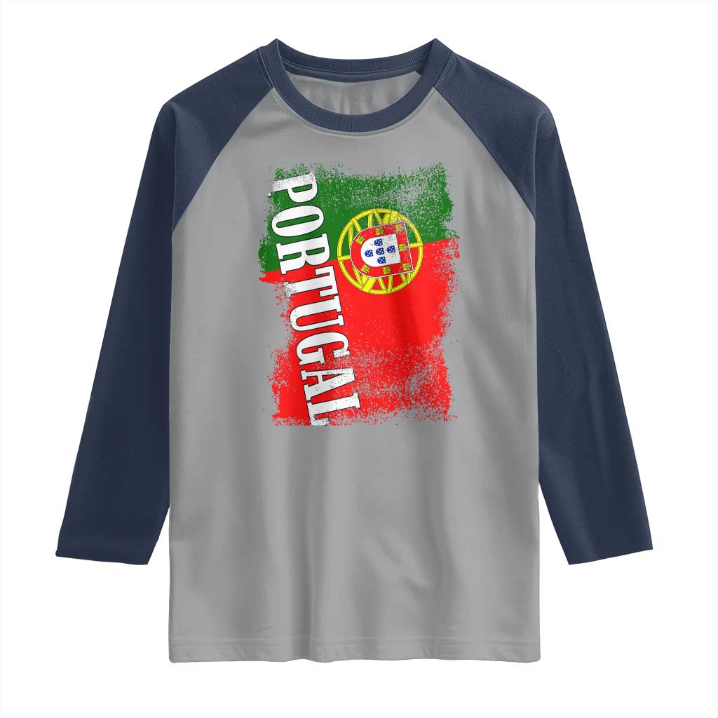 Portugal Flag Raglan Shirt Retro Vintage Futebol Portuguese Flags - Wonder Print Shop