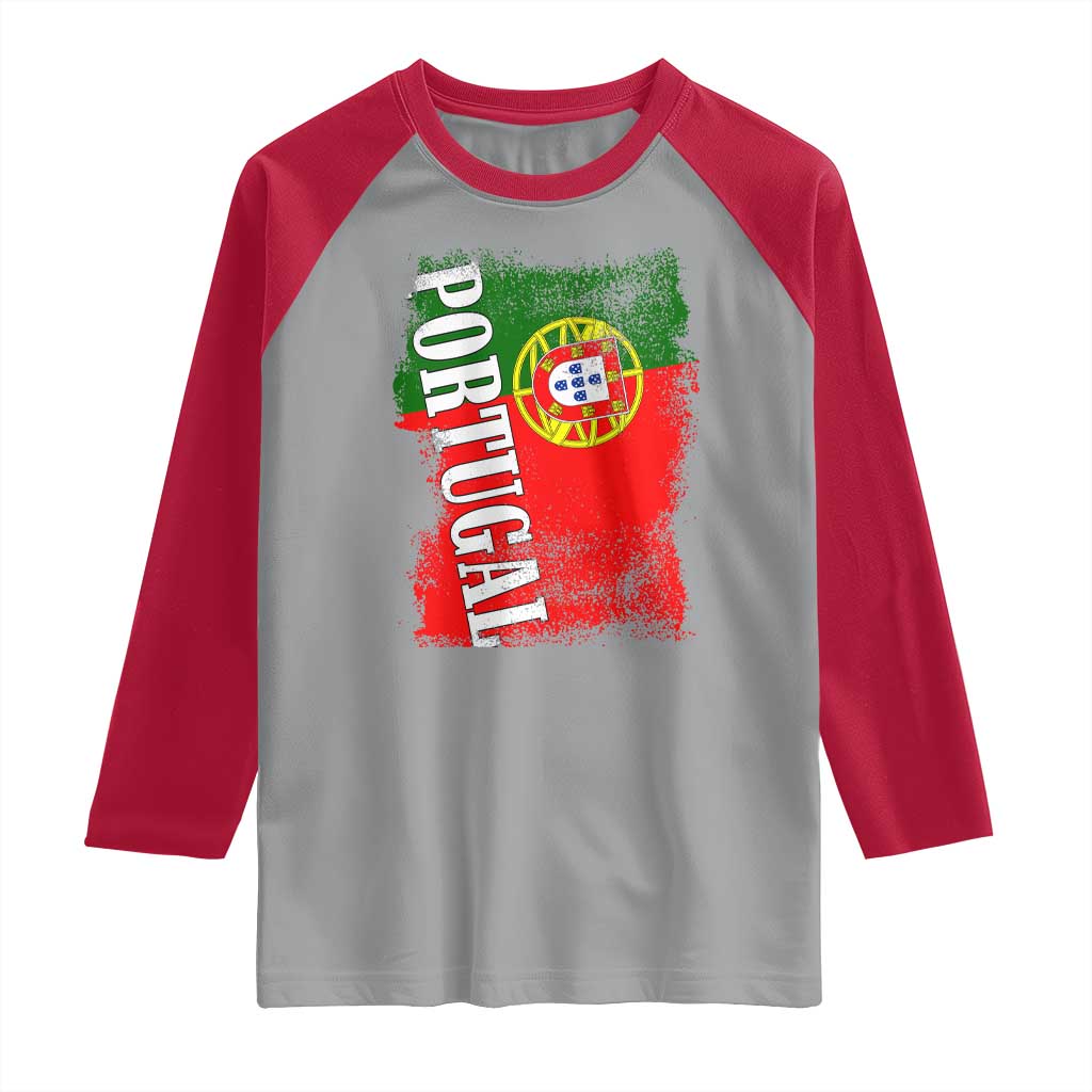 Portugal Flag Raglan Shirt Retro Vintage Futebol Portuguese Flags - Wonder Print Shop