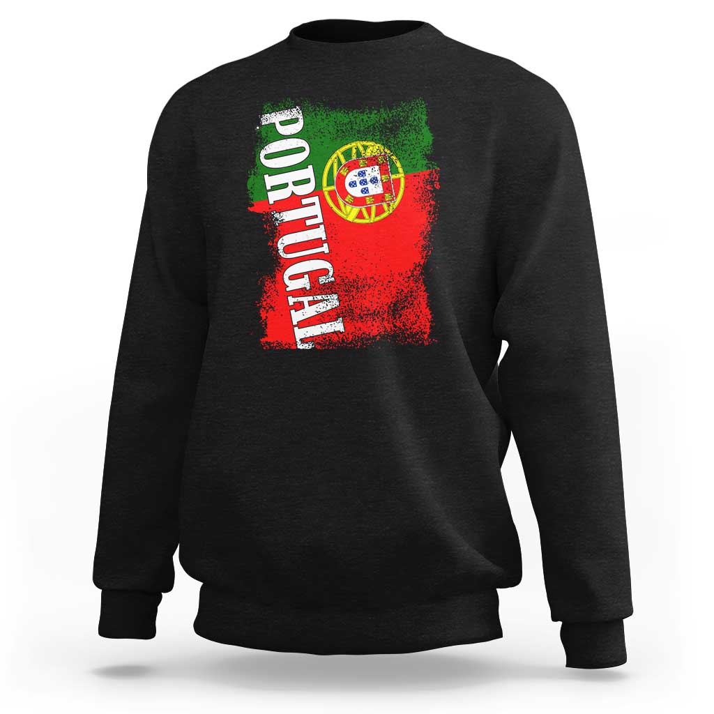 Portugal Flag Sweatshirt Retro Vintage Futebol Portuguese Flags - Wonder Print Shop