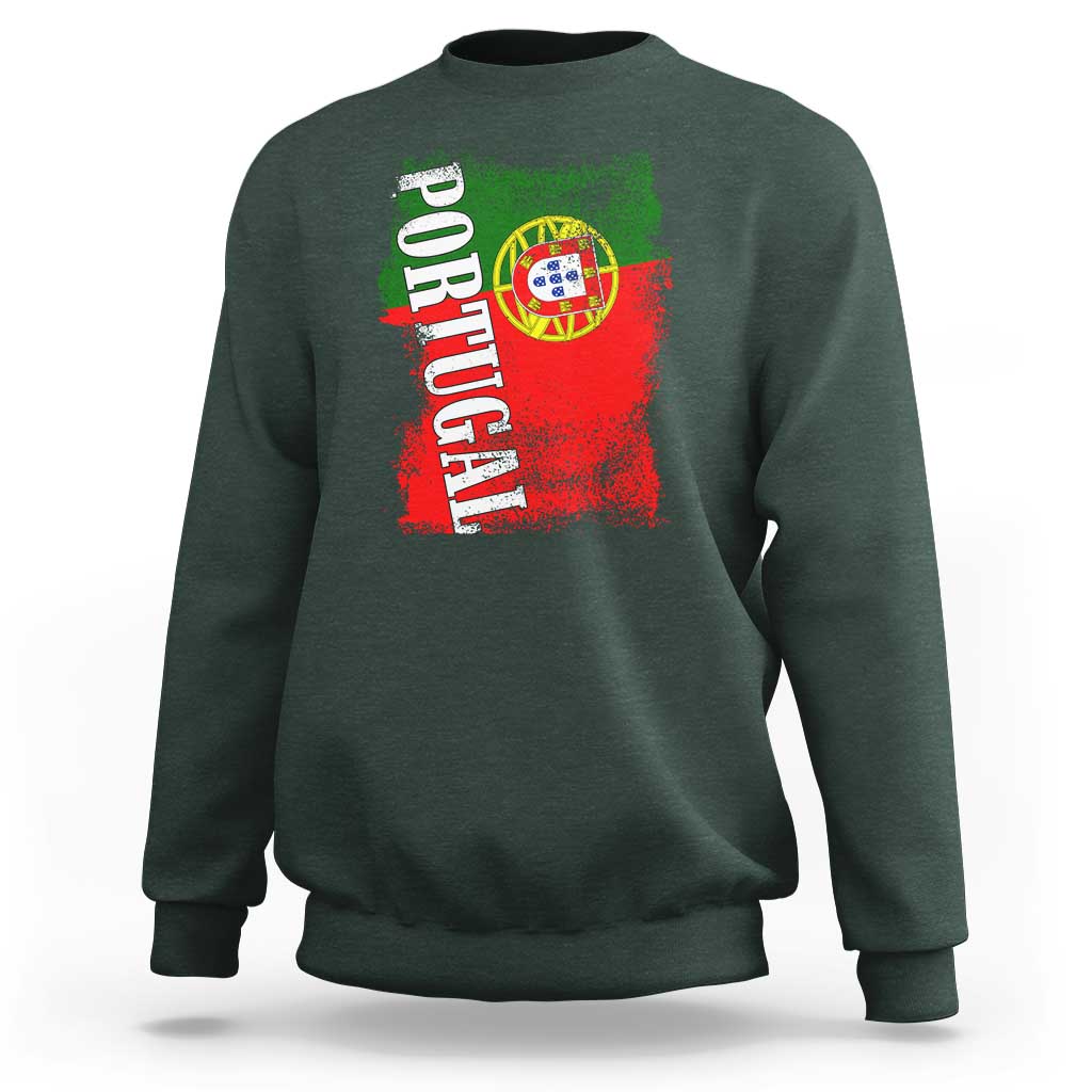 Portugal Flag Sweatshirt Retro Vintage Futebol Portuguese Flags - Wonder Print Shop