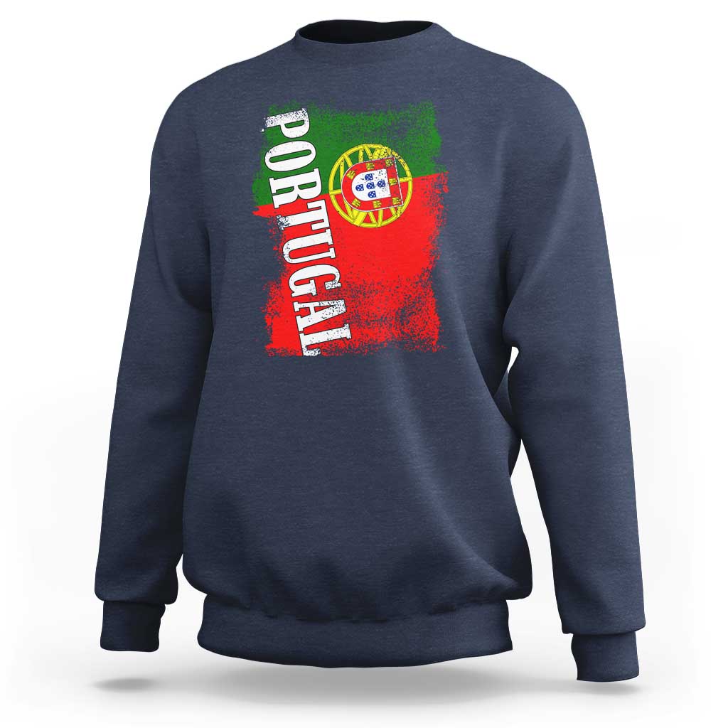 Portugal Flag Sweatshirt Retro Vintage Futebol Portuguese Flags - Wonder Print Shop
