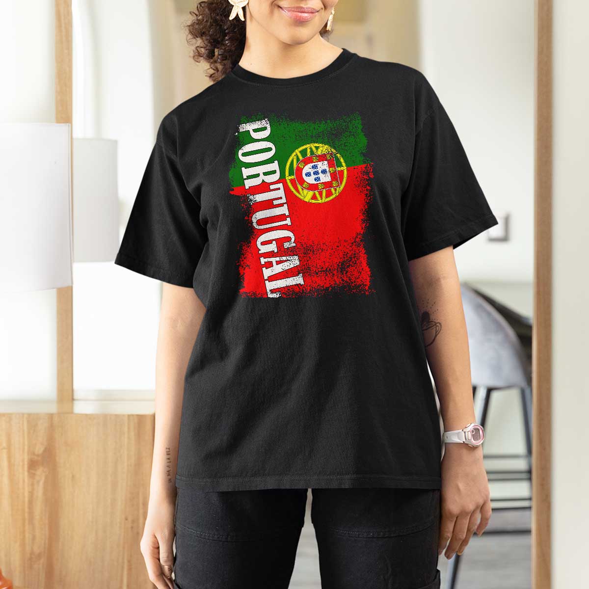 Portugal Flag T Shirt For Women Retro Vintage Futebol Portuguese Flags - Wonder Print Shop