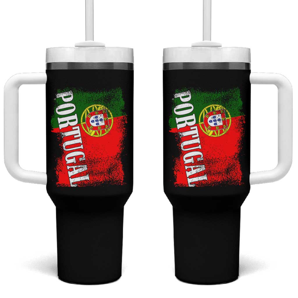 Portugal Flag Tumbler With Handle Retro Vintage Futebol Portuguese Flags - Wonder Print Shop