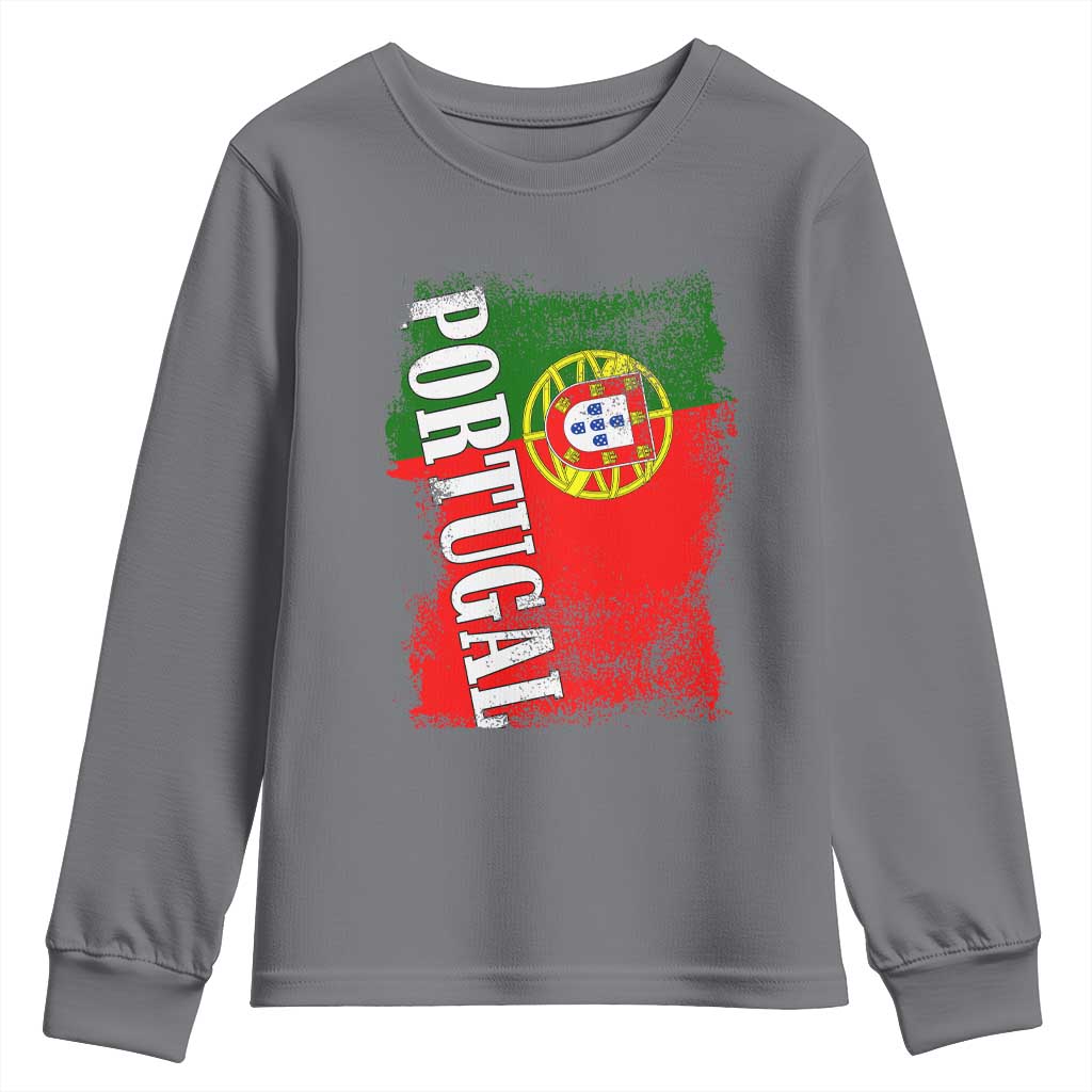 Portugal Flag Youth Sweatshirt Retro Vintage Futebol Portuguese Flags - Wonder Print Shop