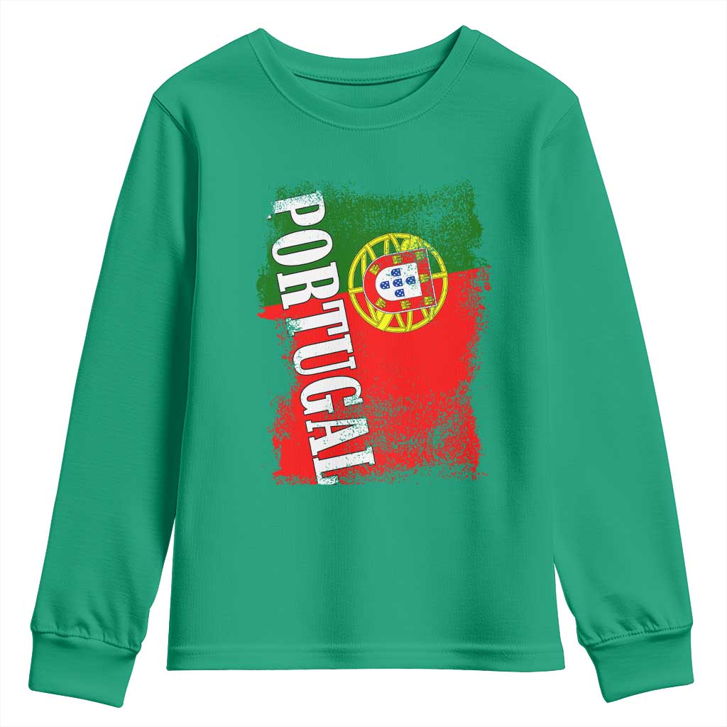 Portugal Flag Youth Sweatshirt Retro Vintage Futebol Portuguese Flags - Wonder Print Shop