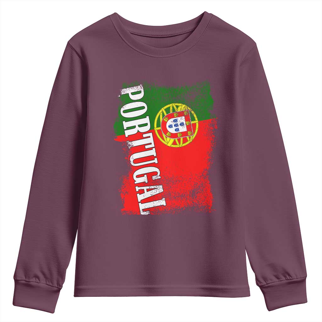 Portugal Flag Youth Sweatshirt Retro Vintage Futebol Portuguese Flags - Wonder Print Shop