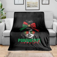 Portuguese Girl Throw Blanket Messy Bun Portugal Flag Roots Heritage Pride Gift - Wonder Print Shop