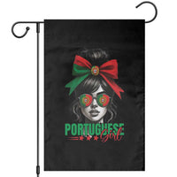 Portuguese Girl Garden Flag Messy Bun Portugal Flag Roots Heritage Pride Gift - Wonder Print Shop
