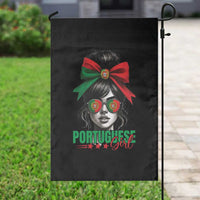 Portuguese Girl Garden Flag Messy Bun Portugal Flag Roots Heritage Pride Gift - Wonder Print Shop