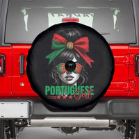 Portuguese Girl Spare Tire Cover Messy Bun Portugal Flag Roots Heritage Pride Gift - Wonder Print Shop