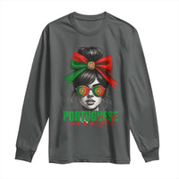 Portuguese Girl Long Sleeve Shirt Messy Bun Portugal Flag Roots Heritage Pride Gift - Wonder Print Shop