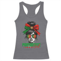 Portuguese Girl Racerback Tank Top Messy Bun Portugal Flag Roots Heritage Pride Gift - Wonder Print Shop