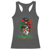 Portuguese Girl Racerback Tank Top Messy Bun Portugal Flag Roots Heritage Pride Gift - Wonder Print Shop