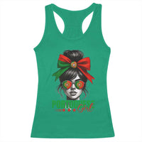 Portuguese Girl Racerback Tank Top Messy Bun Portugal Flag Roots Heritage Pride Gift - Wonder Print Shop