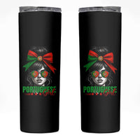 Portuguese Girl Skinny Tumbler Messy Bun Portugal Flag Roots Heritage Pride Gift - Wonder Print Shop