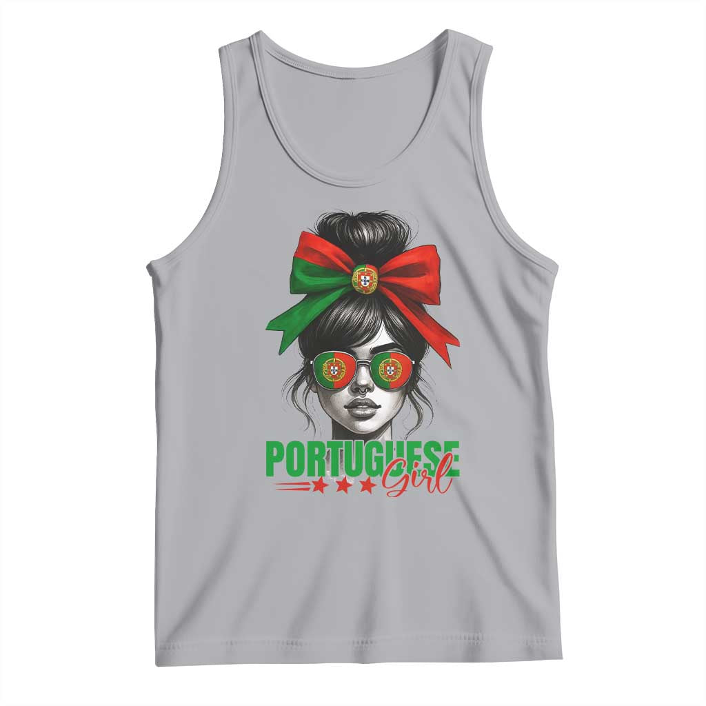 Portuguese Girl Tank Top Messy Bun Portugal Flag Roots Heritage Pride Gift - Wonder Print Shop