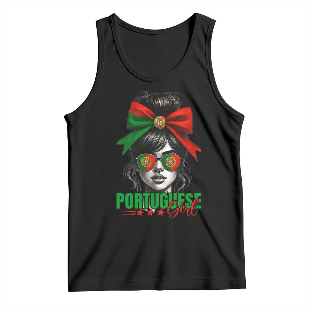 Portuguese Girl Tank Top Messy Bun Portugal Flag Roots Heritage Pride Gift - Wonder Print Shop