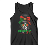 Portuguese Girl Tank Top Messy Bun Portugal Flag Roots Heritage Pride Gift - Wonder Print Shop