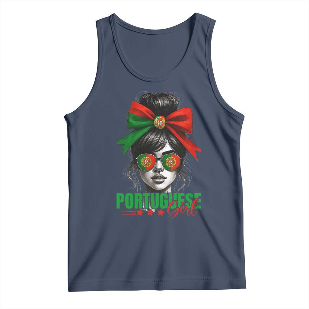 Portuguese Girl Tank Top Messy Bun Portugal Flag Roots Heritage Pride Gift - Wonder Print Shop