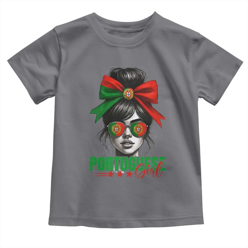 Portuguese Girl Toddler T Shirt Messy Bun Portugal Flag Roots Heritage Pride Gift - Wonder Print Shop